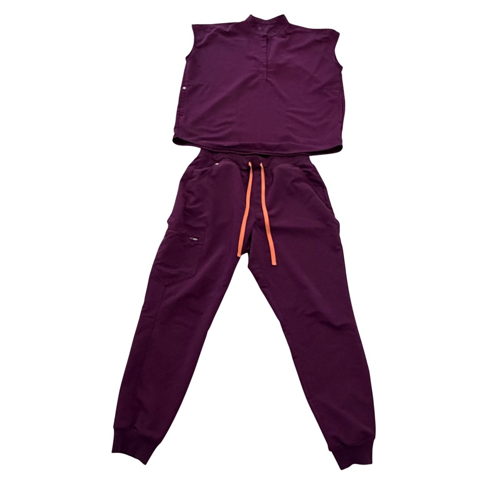 Figs Deep Purple Scrub Set Rafaela Top sz M Zamora Joggers sz L Petite Nurse